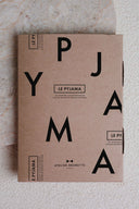 Pyjamas pattern – kraft envelope printed with pyjamas, Atelier Brunette logo, marble background – Atelier Brunette