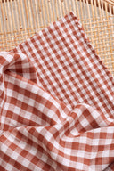 Fabric gingham double gauze cotton brown chestnut sold by the metre – soft and classic – Atelier Brunette